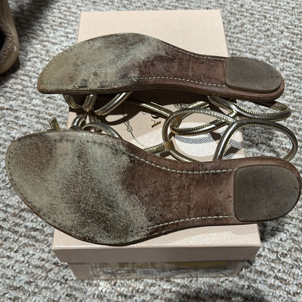Gold Prada Bow Sandals 38.5 (8.5 US) - Picture 8 of 14